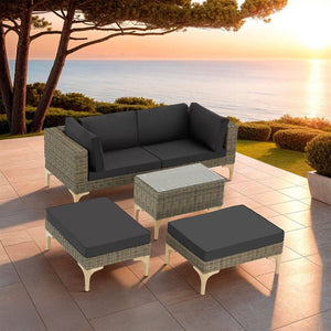 Rattan Lounge mit Aluminiumgestell Bellaria natur