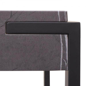 Beistelltisch Kaffeetisch Nachttisch Loungetisch Couchtisch, Metall 51x50x54cm ~ Marmor-Optik grau