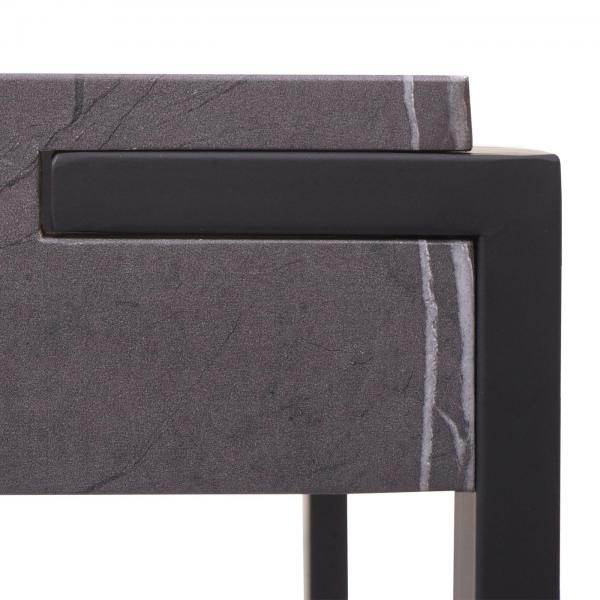 Beistelltisch Kaffeetisch Nachttisch Loungetisch Couchtisch, Metall 51x50x54cm ~ Marmor-Optik grau
