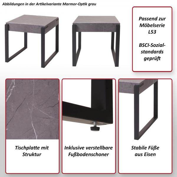 Beistelltisch Kaffeetisch Nachttisch Loungetisch Couchtisch, Metall 51x50x54cm ~ Marmor-Optik grau