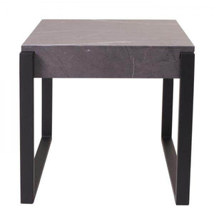 Beistelltisch Kaffeetisch Nachttisch Loungetisch Couchtisch, Metall 51x50x54cm ~ Marmor-Optik grau