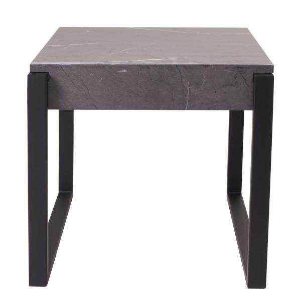 Beistelltisch Kaffeetisch Nachttisch Loungetisch Couchtisch, Metall 51x50x54cm ~ Marmor-Optik grau
