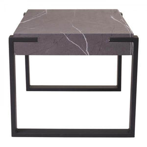 Beistelltisch Kaffeetisch Nachttisch Loungetisch Couchtisch, Metall 51x50x54cm ~ Marmor-Optik grau