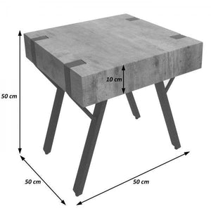 Beistelltisch Kaffeetisch Nachttisch Loungetisch Couchtisch, Eisen MDF 50x55x50cm ~ Marmor-Optik grau