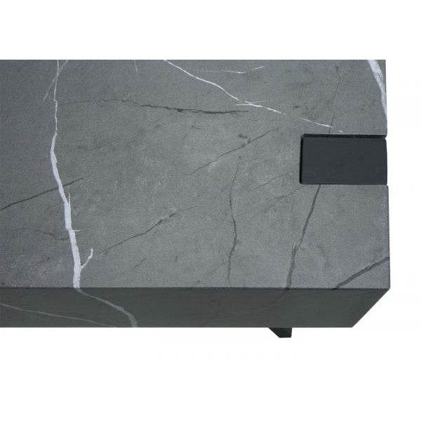 Beistelltisch Kaffeetisch Nachttisch Loungetisch Couchtisch, Eisen MDF 50x55x50cm ~ Marmor-Optik grau