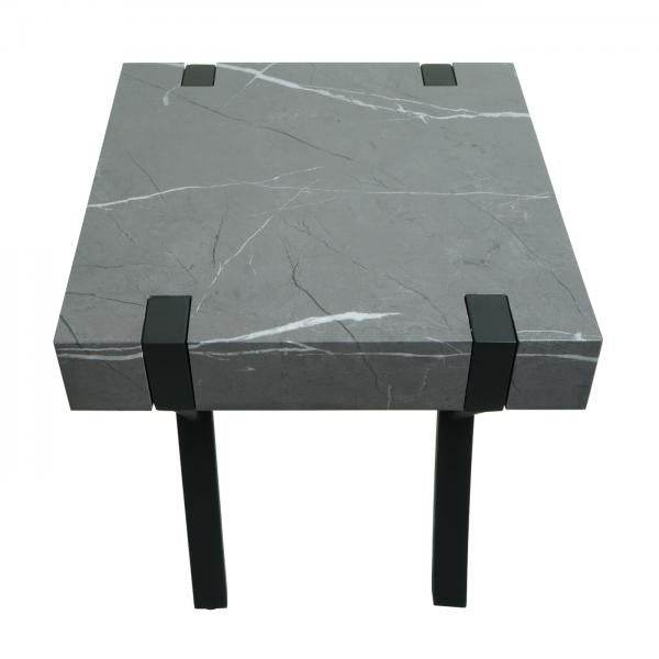 Beistelltisch Kaffeetisch Nachttisch Loungetisch Couchtisch, Eisen MDF 50x55x50cm ~ Marmor-Optik grau