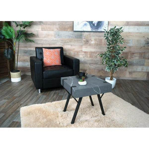 Beistelltisch Kaffeetisch Nachttisch Loungetisch Couchtisch, Eisen MDF 50x55x50cm ~ Marmor-Optik grau