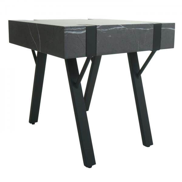 Beistelltisch Kaffeetisch Nachttisch Loungetisch Couchtisch, Eisen MDF 50x55x50cm ~ Marmor-Optik grau