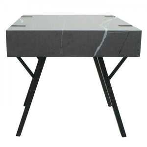 Beistelltisch Kaffeetisch Nachttisch Loungetisch Couchtisch, Eisen MDF 50x55x50cm ~ Marmor-Optik grau