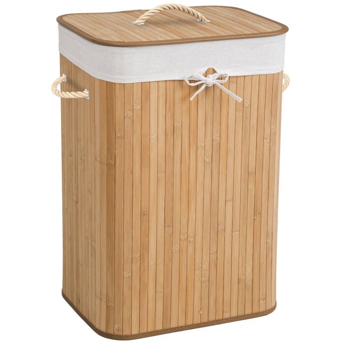 Cesto portabiancheria con sacco portabiancheria, quadrato, beige, 72 L