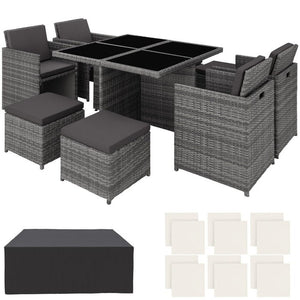 Aluminium Rattan Sitzgruppe Manhattan 4+4+1, grau