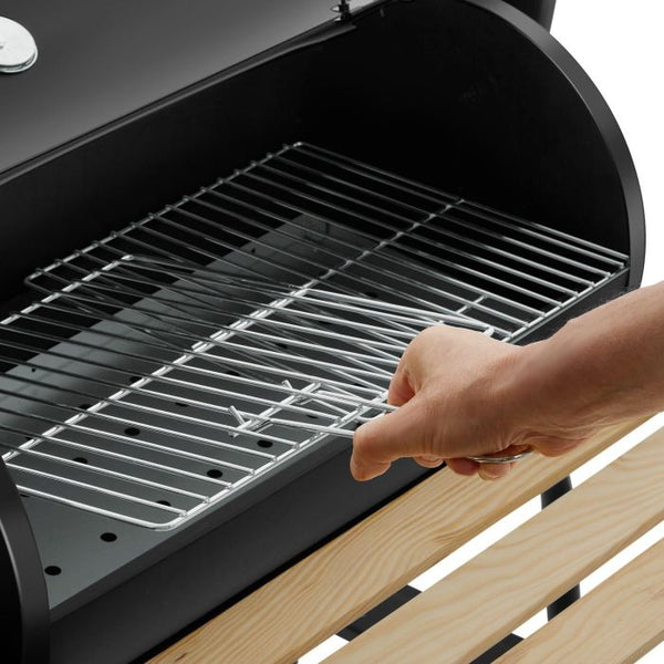 Holzkohlegrill Smoker 2in1 mit Thermometer schwarz