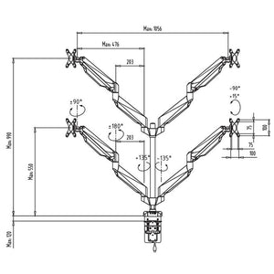Monitor Tischhalterung für 4 Monitore von 13"" bis 32""