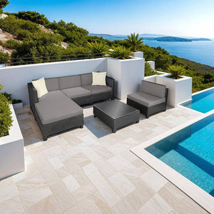 Aluminium Rattan Lounge schwarz