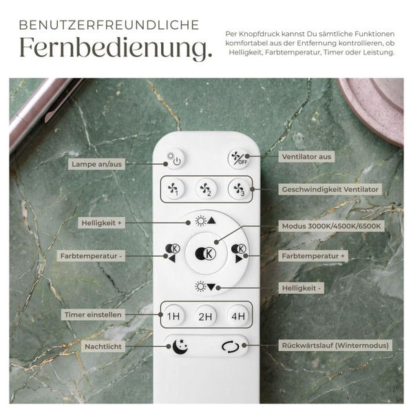 LED Deckenleuchte Storm mit Ventilator dimmbar schwarz