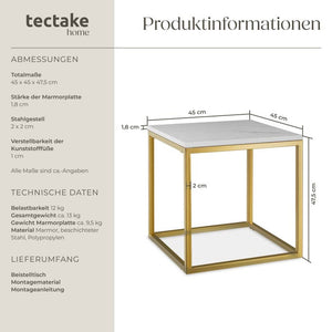 Marmor-Beistelltisch Alysia gold/weiss