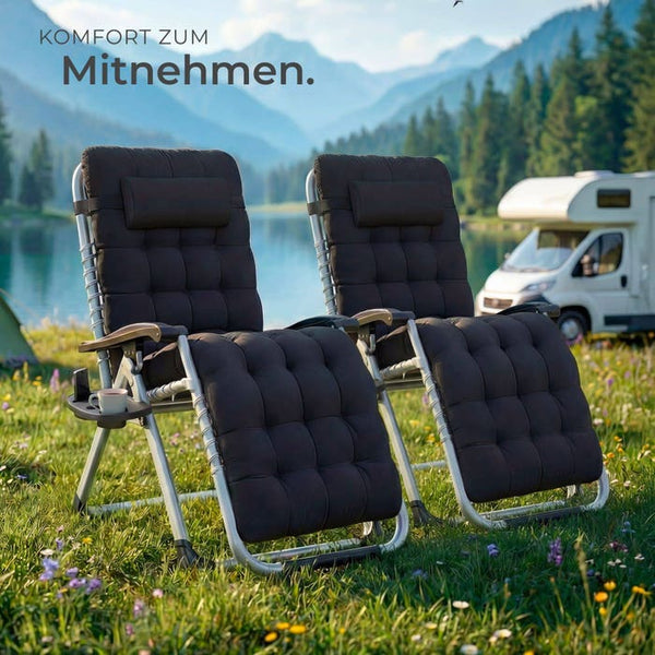 2er Set Sonnenliege Cloud schwarz 2er Set