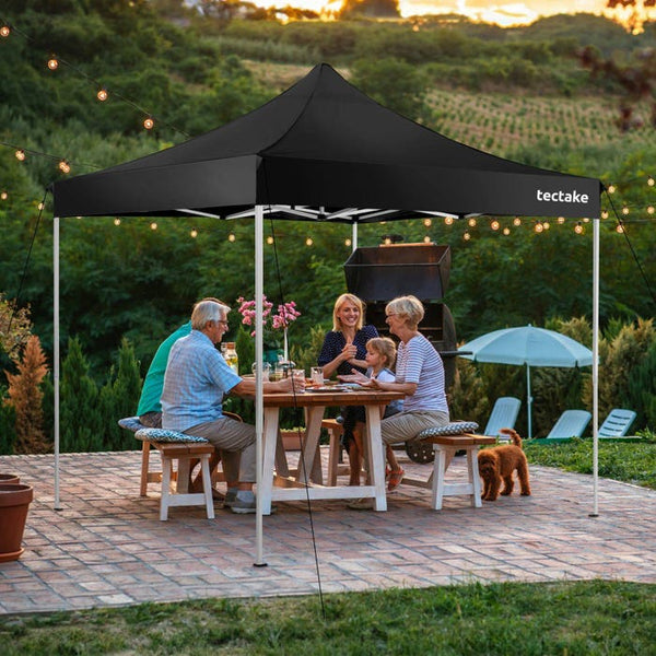 Faltbarer Garten Pavillon 3x3m mit 4 Seitenteilen schwarz