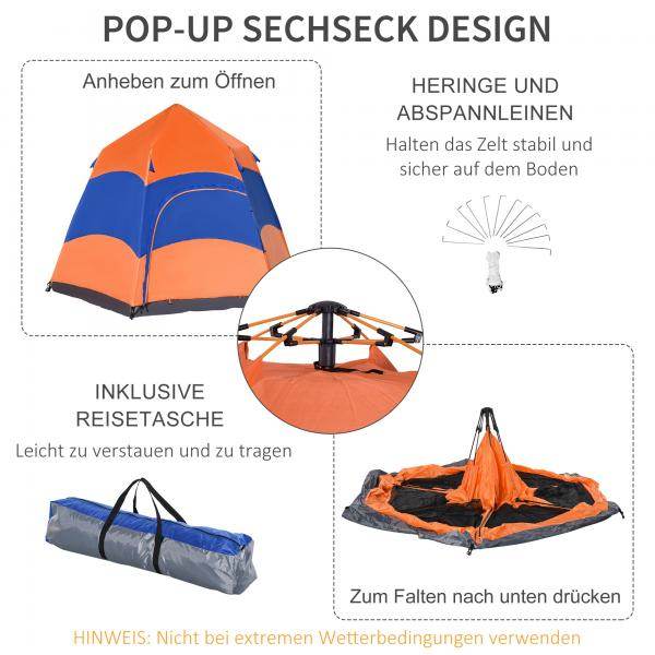 Doppelwandzelt Quick-Up-Zelt wasserdicht mit Tragetasche Moskitonetz