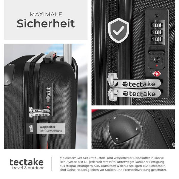 Hartschalenkoffer und Beauty-Case Set 4-tlg. Schwarz