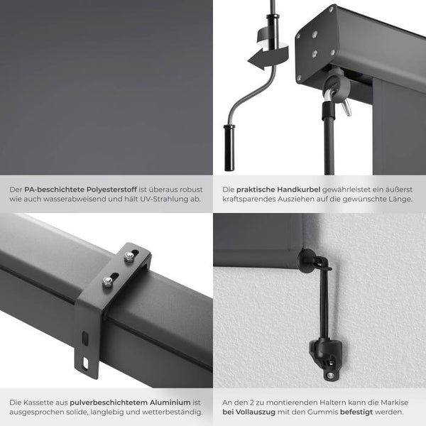 Eloise vertical awning, dark grey, 180 x 250 cm 