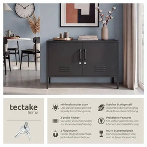 Sideboard Baker Metall mit Magnetverschluss schwarz 100 x 42,5 x 65 cm