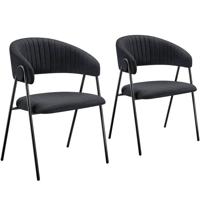 Fauteuil Bedano, noir, lot de 2