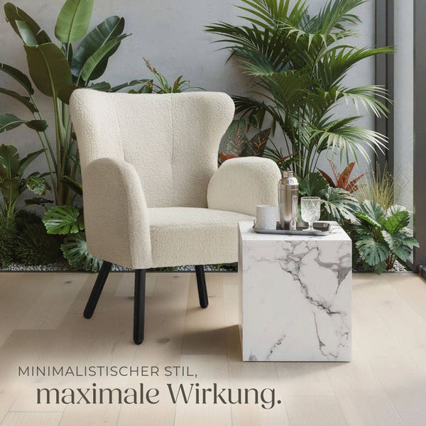 Couchtisch Lasley Marmor Optik weiß 45 x 45 x 50 cm