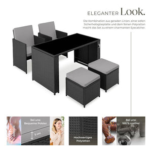 Rattan Sitzgruppe Palermo schwarz/grau