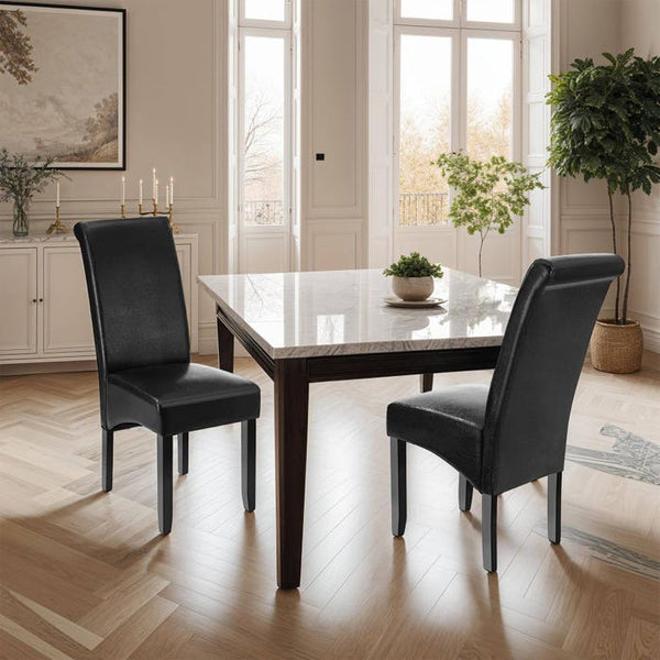 2 chaises de salle à manger avec assise ergonomique, noires