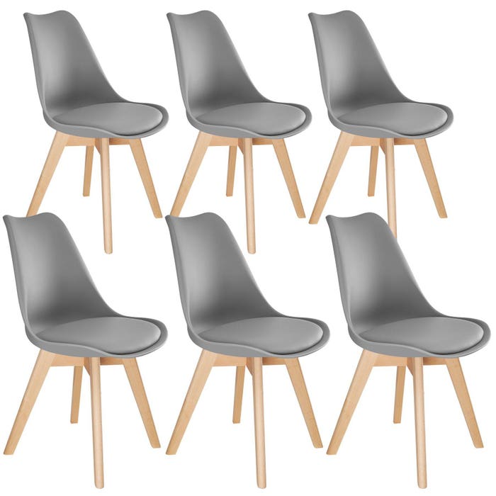 Lot de chaises de salle à manger Frederikke grises lot de 6 