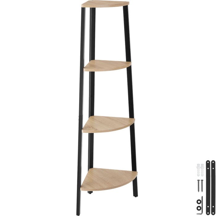 Mensola angolare Newbridge, 34x34x125cm, stile industriale, legno chiaro, rovere Sonoma 