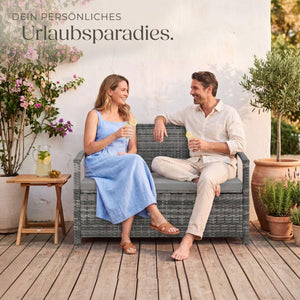 Rattan-Gartenbank Vecchia 2-Sitzer mit Stauraum grau
