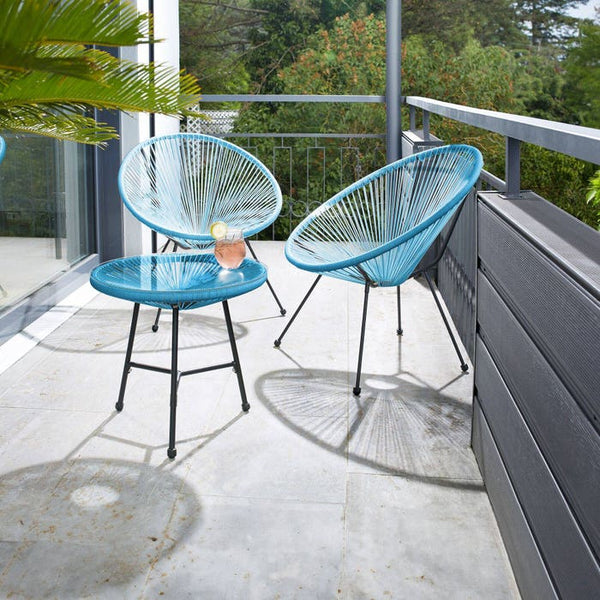 2 Gartenstühle Santana mit Tisch blau