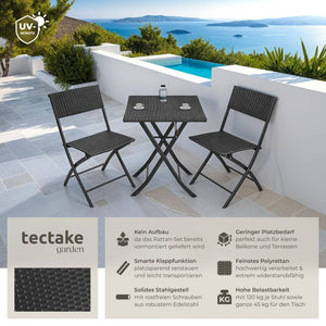 Rattan Balkonset Trevi, schwarz