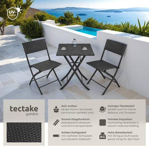 Rattan Balkonset Trevi, schwarz