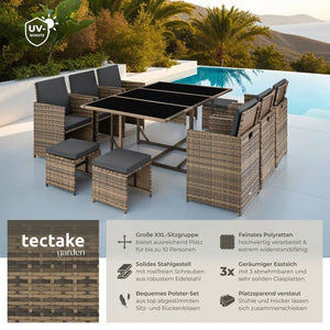 Rattan Sitzgruppe Malaga 6+4+1, natur