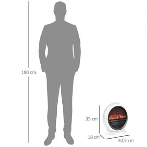 Mini LED Elektrokamin Standkamin mit Flammeneffekt Weiss