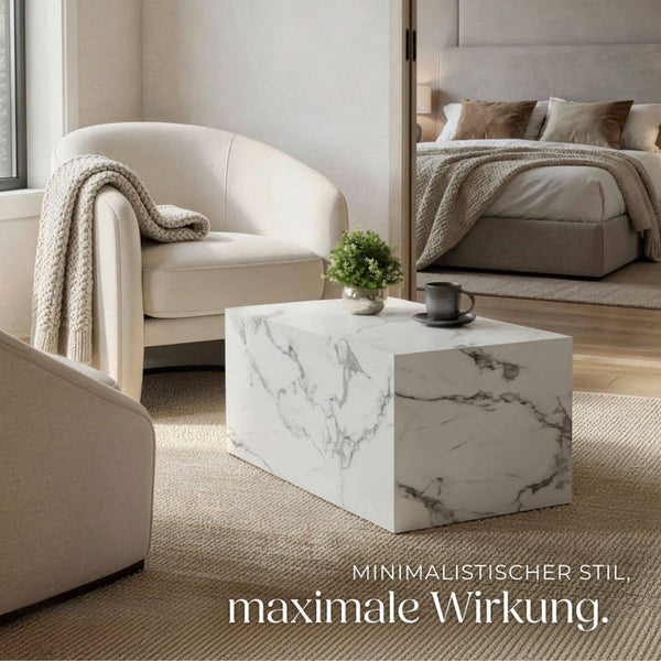 Couchtisch Lasley Marmor Optik weiß 90 x 50 x 40 cm