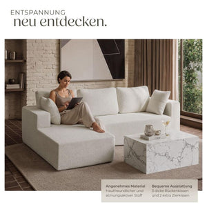 Sofa Relax Boneless L-Form Bouclé creme