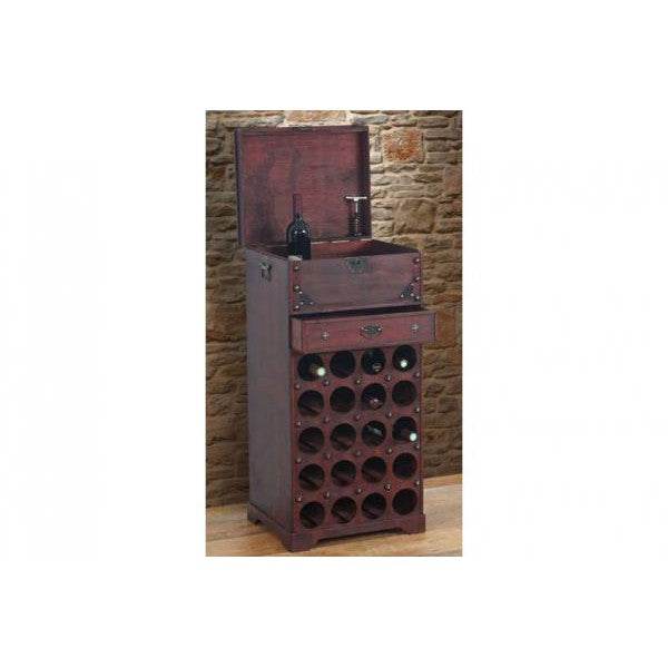 Weinregal Calvados Regal Holzregal Kolonialstil mit Schublade