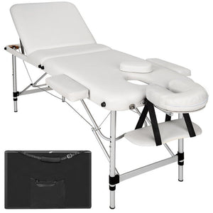 3 Zonen Massageliege mit 5cm Polsterung und Aluminiumgestell weiss
