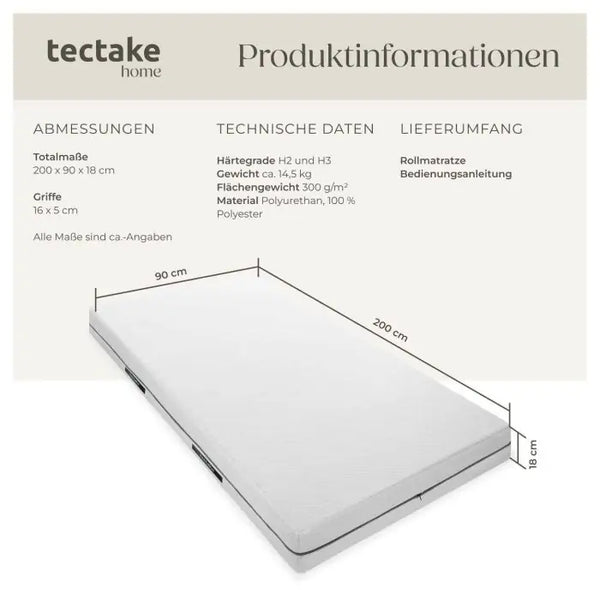 Matratze Sky 2in1 Härtegrad H2 und H3 weiss 90 x 200 cm