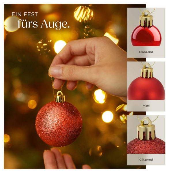 Set of 86 red Christmas baubles