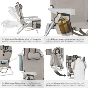 Aluminium Strandstuhl Coral beige pro Stück