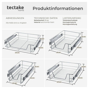 Teleskopschublade für Küchen- und Schlafzimmerschränke 37 cm