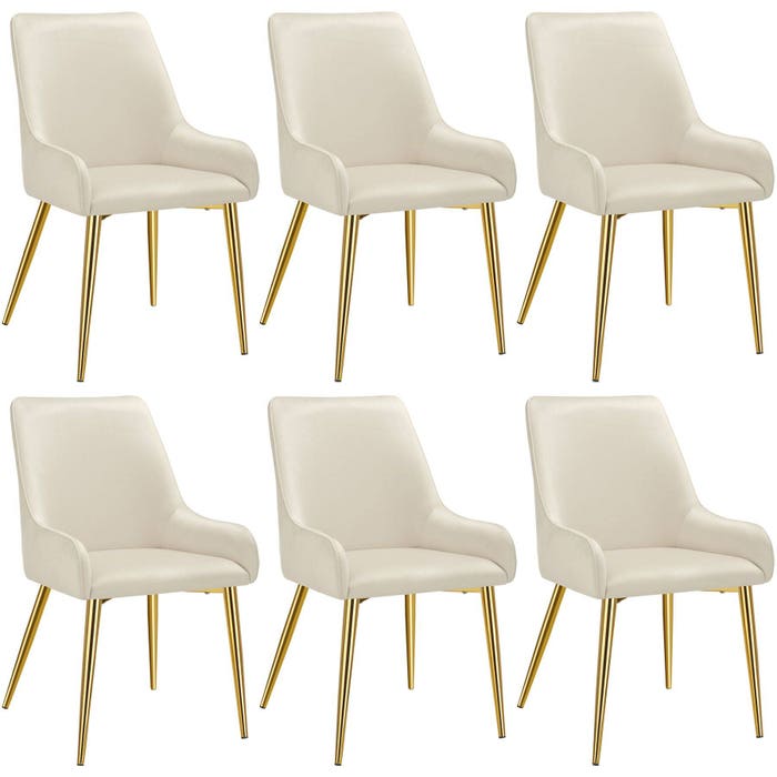 Fauteuil rembourré Avane, aspect velours, capacité de charge 120 kg, beige, lot de 6