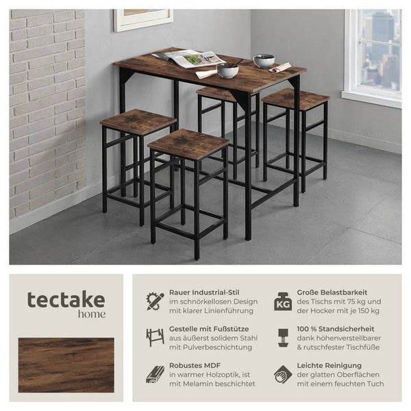 Bartisch-Set Edinburgh Industrial Holz dunkel, rustikal