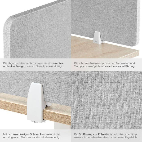 Schreibtisch Trennwand Noisy grau 130 x 40 cm