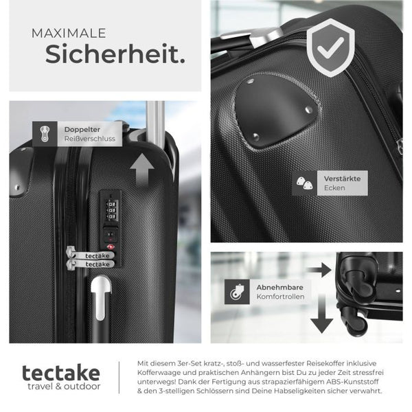 3er Kofferset Talia mit Kofferwaage und Kofferanhänger schwarz